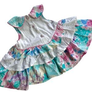 Vintage Peak 1990s Pastel Watercolor Floral Tiered Pleated Dress